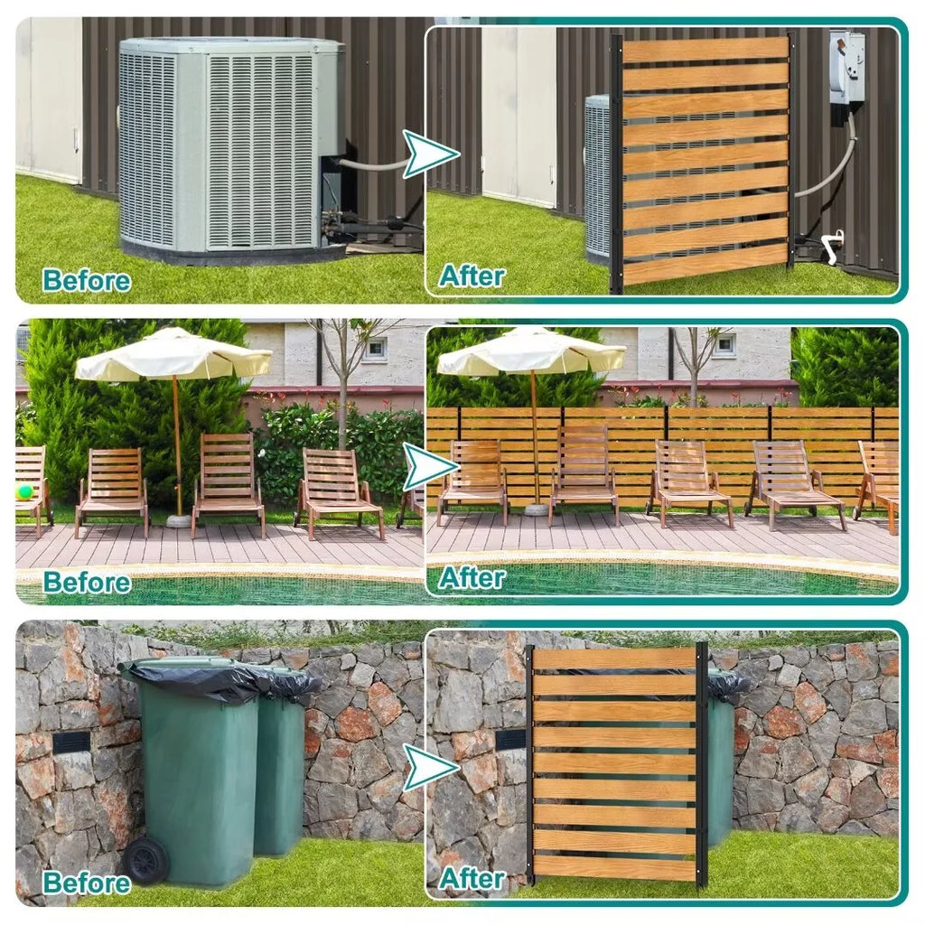 "NAIZEA Air Conditioner Fence, Pool Equipment Enclosure, Trash Can Enclosure, Metal Stake Wood Fence Panel 38"" W x 60"" H"