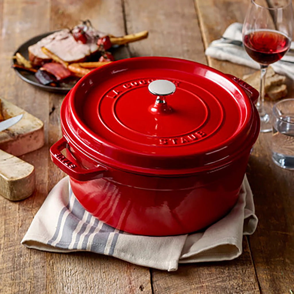 Staub Cast Iron 5.5-qt Round Cocotte - Cherry