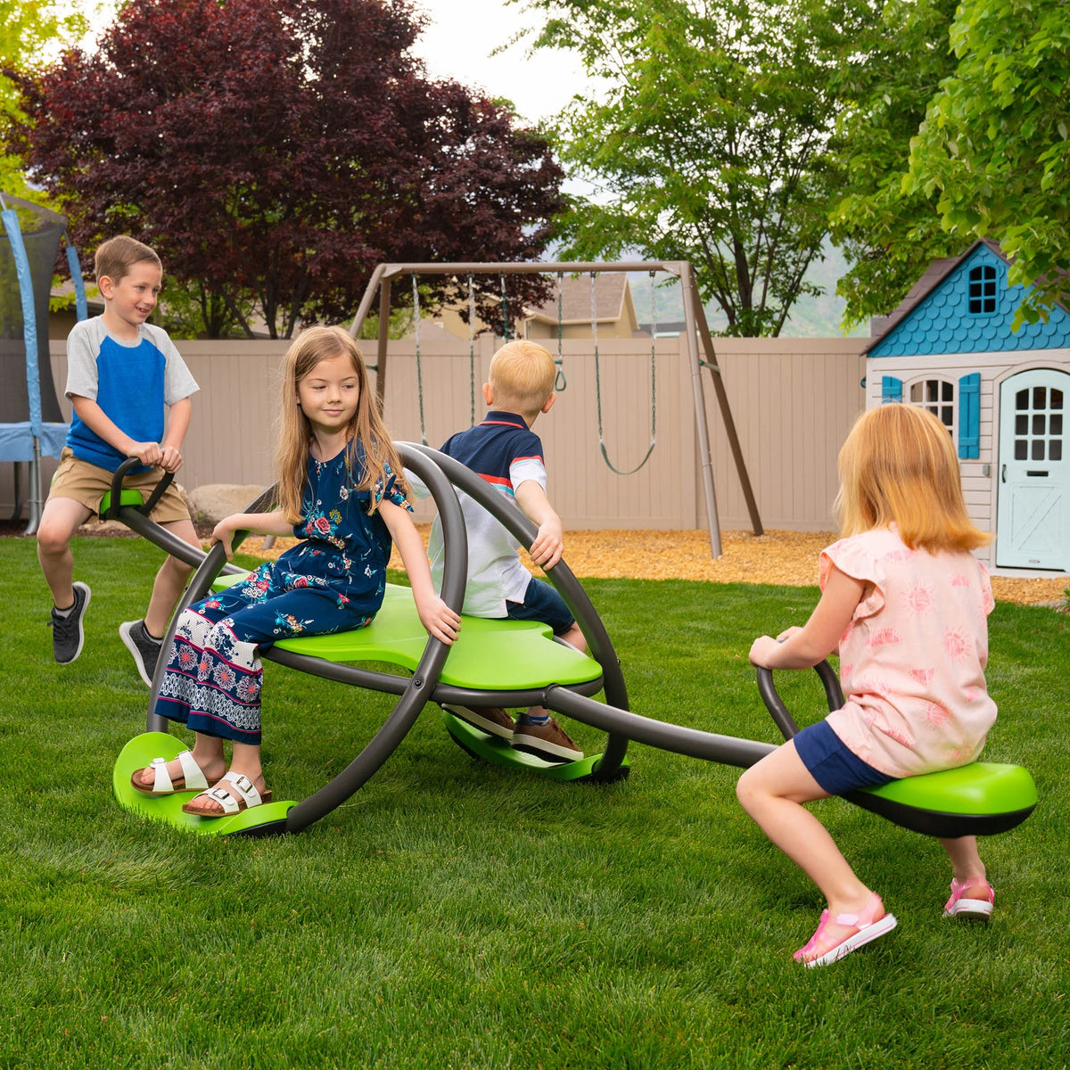 Lifetime Kid's Oval Metal Teeter Totter Seesaw, Lime Green (90993)