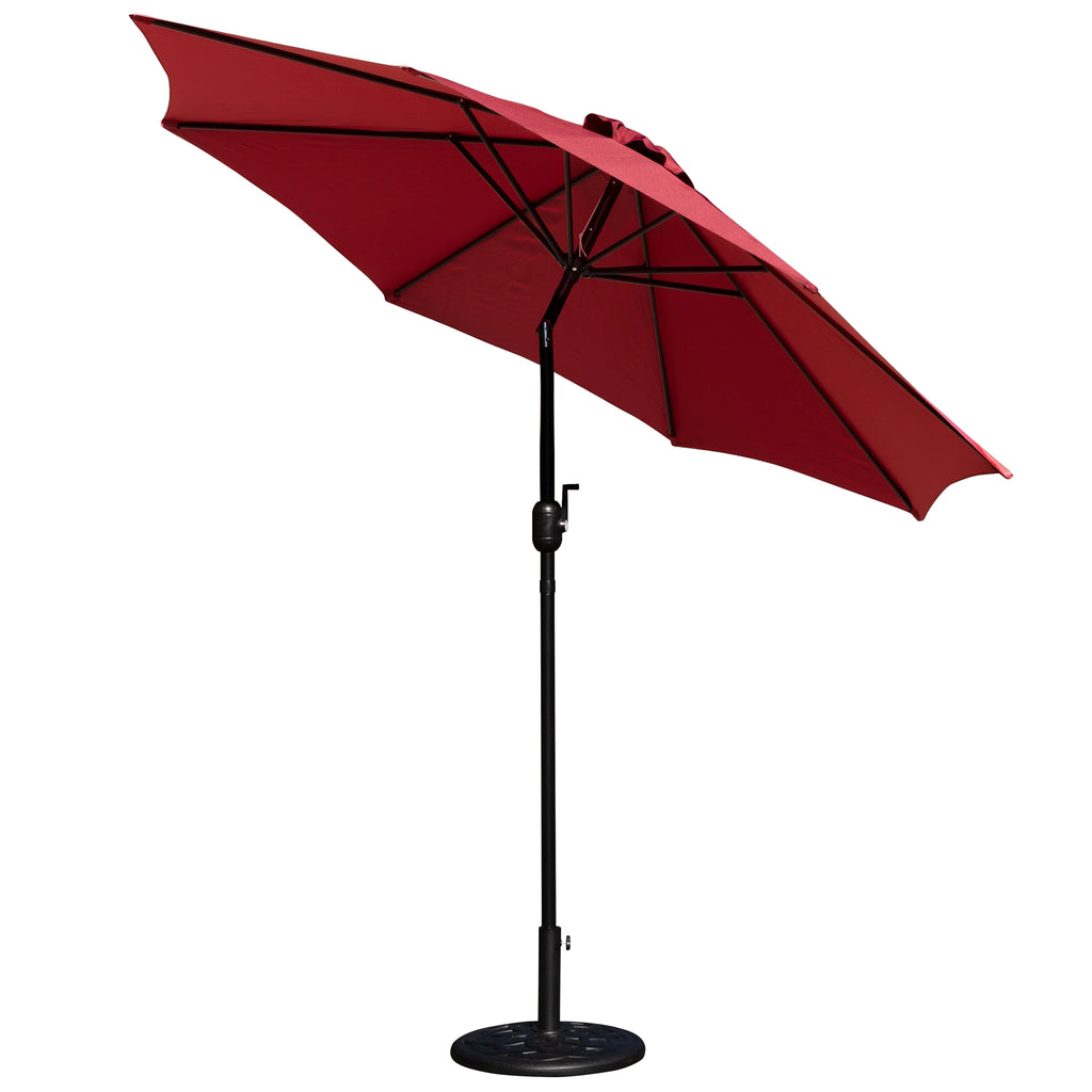 Merrick Lane Patio Umbrella with Base - 9' Tan Polyester Patio Umbrella - 30+ UV Protection - Waterproof Black Cement Base with 1.5" Diameter Aluminum Pole