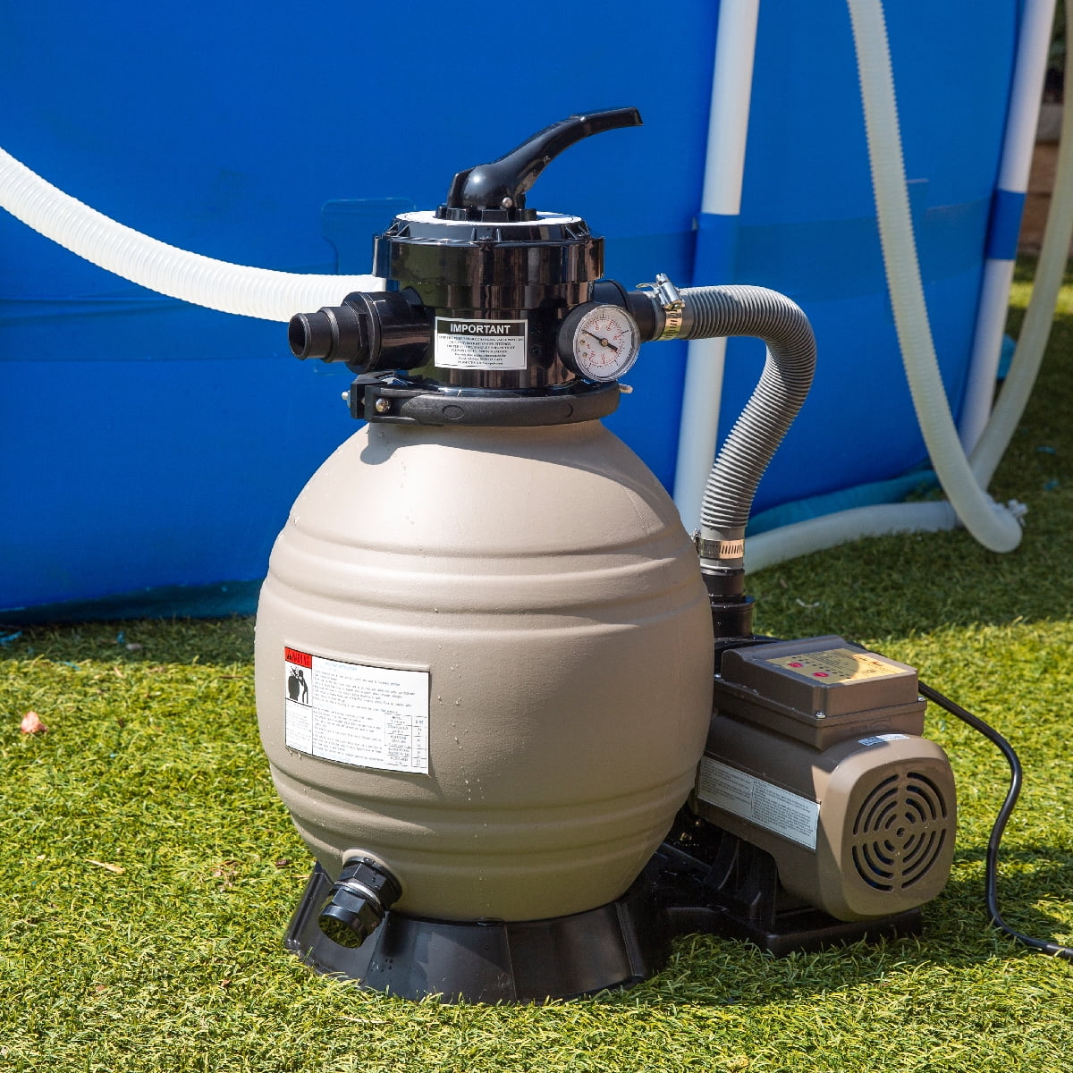 XtremepowerUS Sand Filter Pump for Above Ground Pool, 2400 GPH Pool Filter Pump, 7-Way Valve