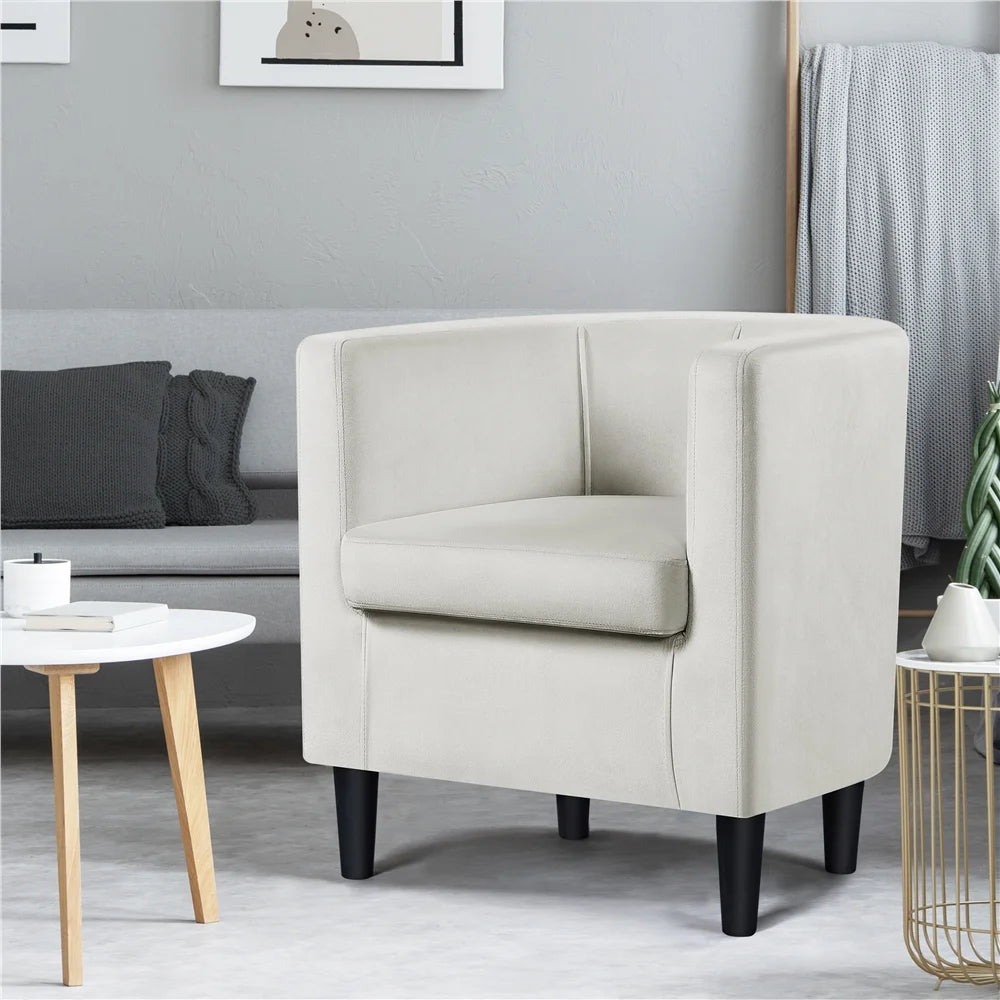 Yaheetech Upholstered Barrel-shaped Accent Chair for Living Room, Beige
