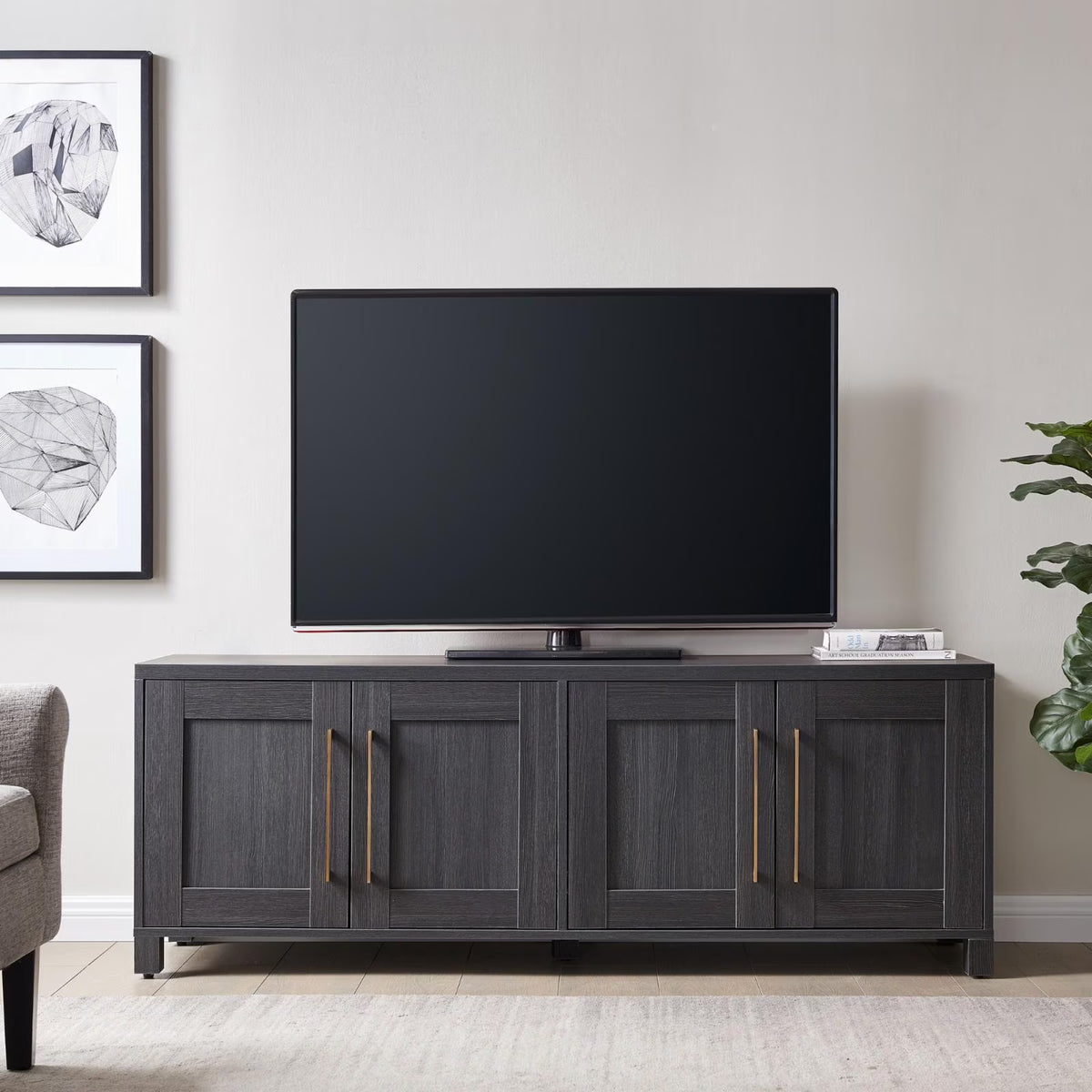 Evelyn&Zoe Chabot Rectangular TV Stand for TV's up to 75", Alder Brown