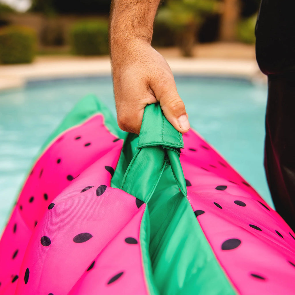 Big Joe Lagoon Lounger No Inflation Needed Pool Float, Americana Nautical Stripe Double Sided Mesh, Quick Draining Fabric, 5 feet Giant