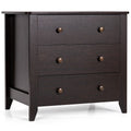 Gymax 3 Drawer Dresser Chest of Drawers Bedside Table for Living Room Bedroom Espresso