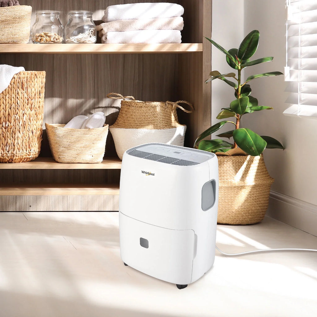 Whirlpool 30-Pint 3000 Sq ft Humidity Absorber Dehumidifier, Bedroom, Basement, Garage, WHAD301DW, New
