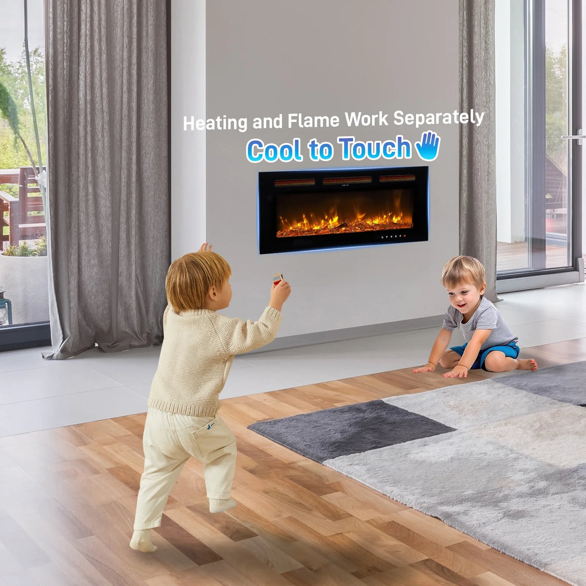 Ktaxon 30" Electric Fireplace, Freestanding/Inserts/Wall Mounted Fireplace Heater with Remote Control, 12 Adjustable Flame Colors, Log & Crystal, 8H Timer for Living Room, Bedroom