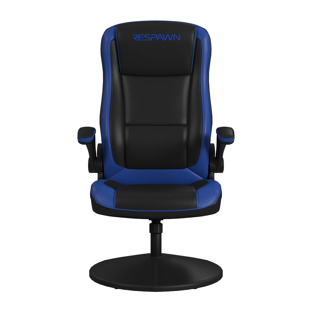 RESPAWN 800 Swivel Rocker Gaming Chair - Ergonomic Floor Gaming Seat with Lumbar Support, Flip Up Armrest, High Back, Pedestal Base, Comfortable No Wheels Console Video Game Rocker Chair - Red