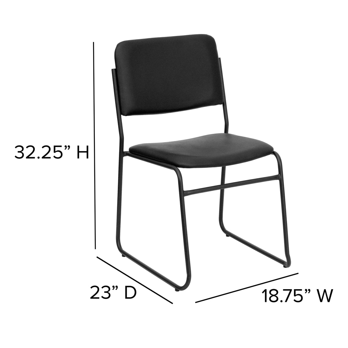 Flash Furniture Hercules Series Adult High-Density Vinyl Sled Base Stack Chairs, Set of 5, Black