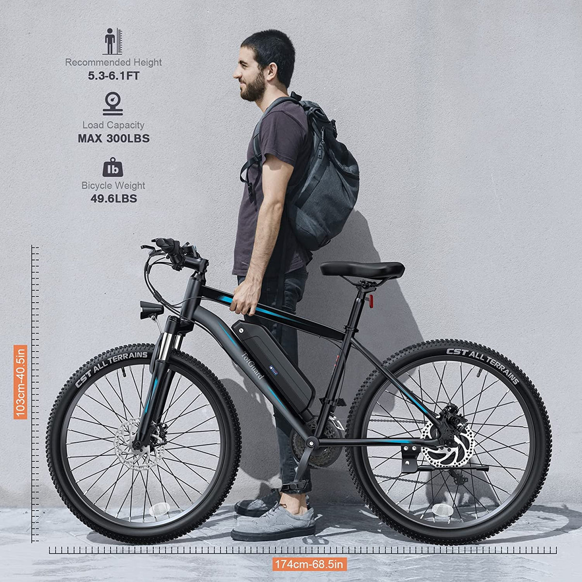 TotGuard Electric Bike for Adults 27.5" E-Bike with 500W Motor, Electric Mountain Bike with 48V 10Ah Battery, Lockable Suspension Fork, Shimano 21 Speed Gears UL2849
