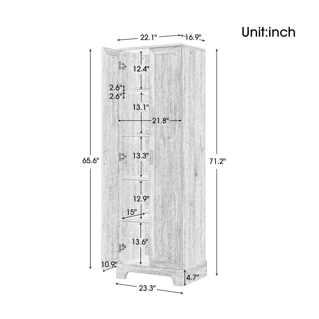 Urli Modern Double Door Storage Cabinet with Adjustable Shelves, Black