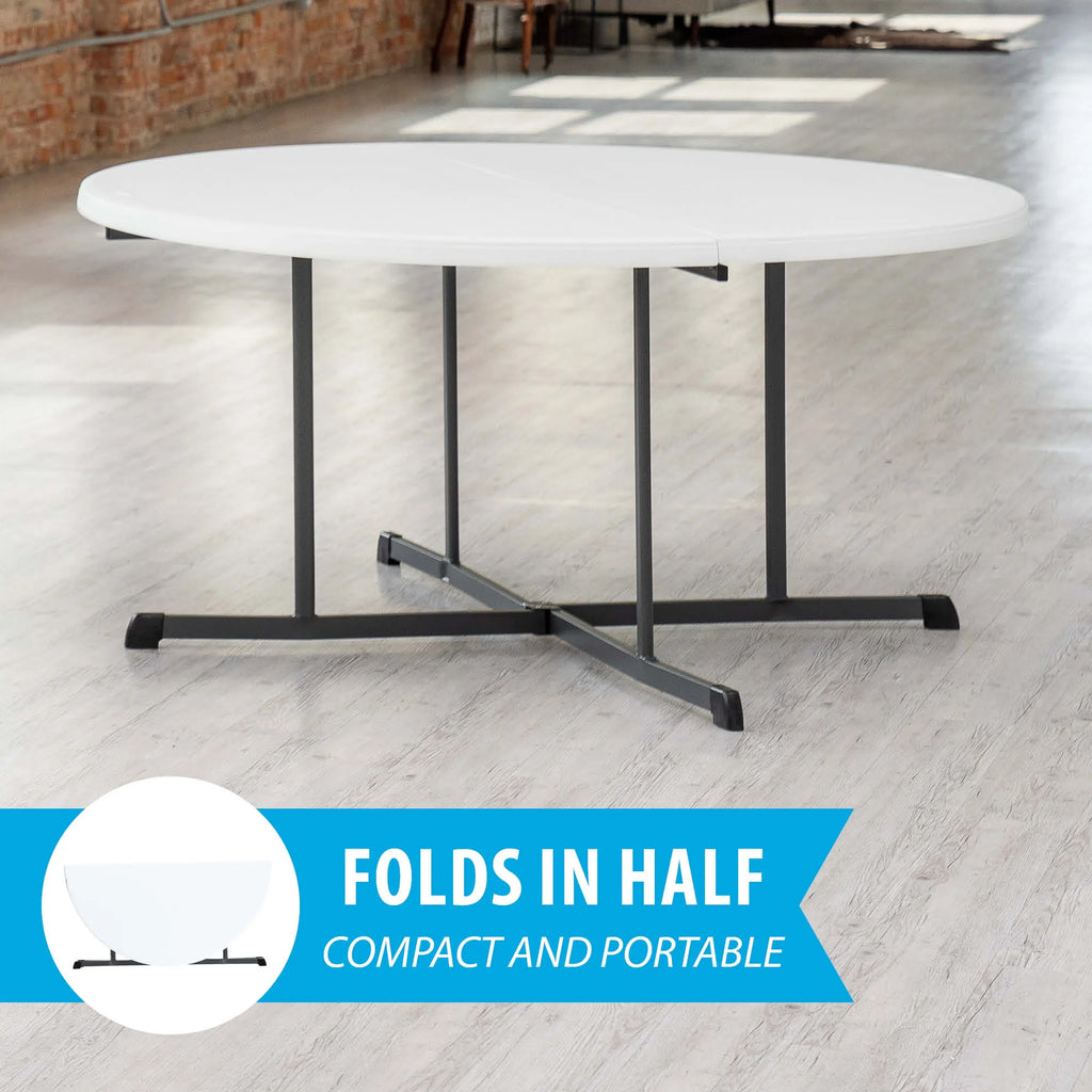Lifetime Commercial Fold-in-Half 60 in Indoor/Outdoor Folding Round Table White Granite 1 Piece 1 Count