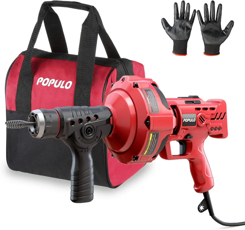 20V Cordless Electric Drain Auger-Efficient 25Ft Auto-Feed Drain Snake with Replaceable Cable,2.0Ah Battery,Charger,Storage Bag & Gloves for Kitchen,Bathroom,Shower Pipes (3/4"-2")"