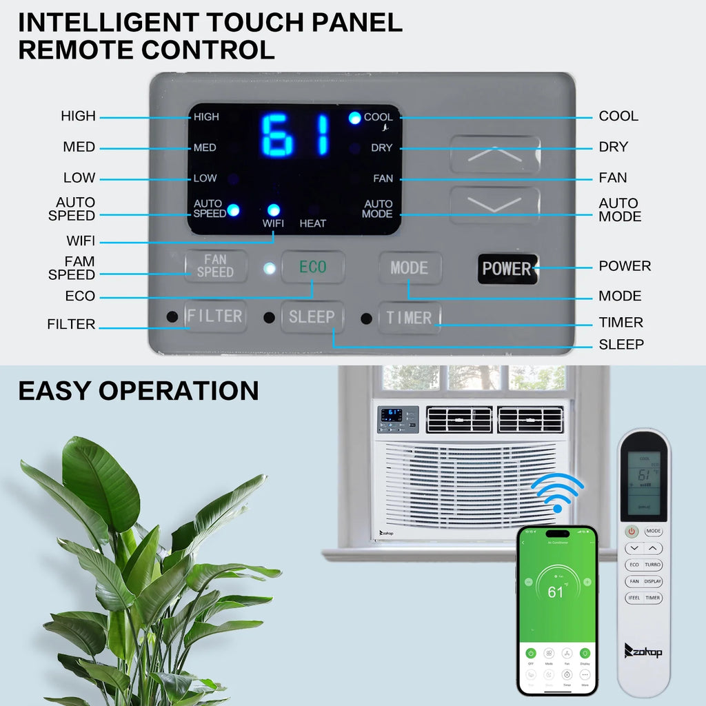 Ktaxon WiFi Enabled 8000 BTU Heat And Cool Window Air Conditioner With Wifi Controls