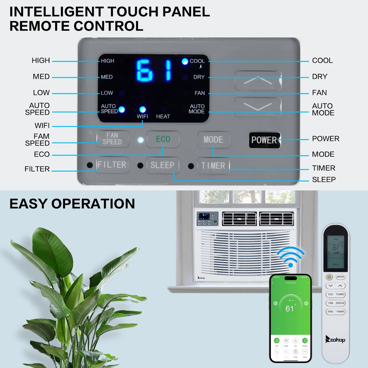 Ktaxon WiFi Enabled 8000 BTU Heat And Cool Window Air Conditioner With Wifi Controls