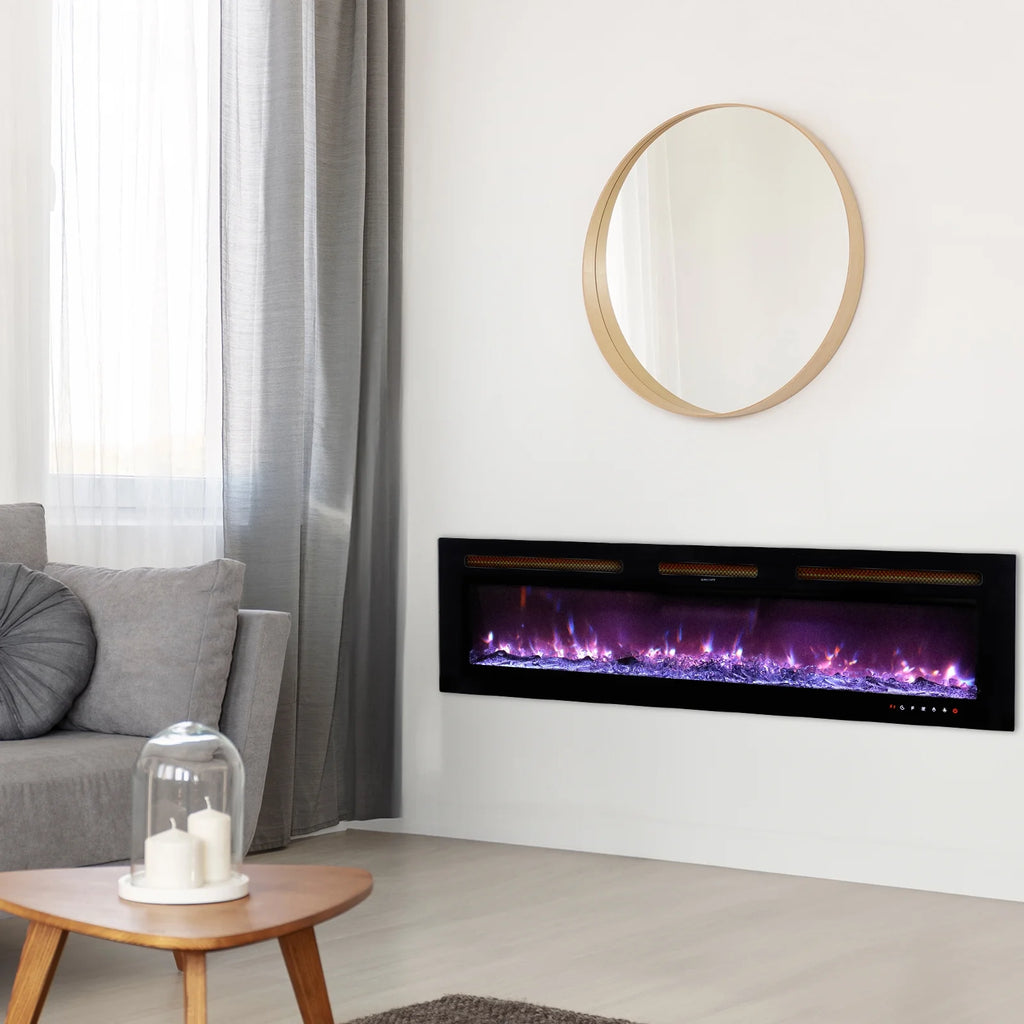 Ktaxon 30" Electric Fireplace, Freestanding/Inserts/Wall Mounted Fireplace Heater with Remote Control, 12 Adjustable Flame Colors, Log & Crystal, 8H Timer for Living Room, Bedroom