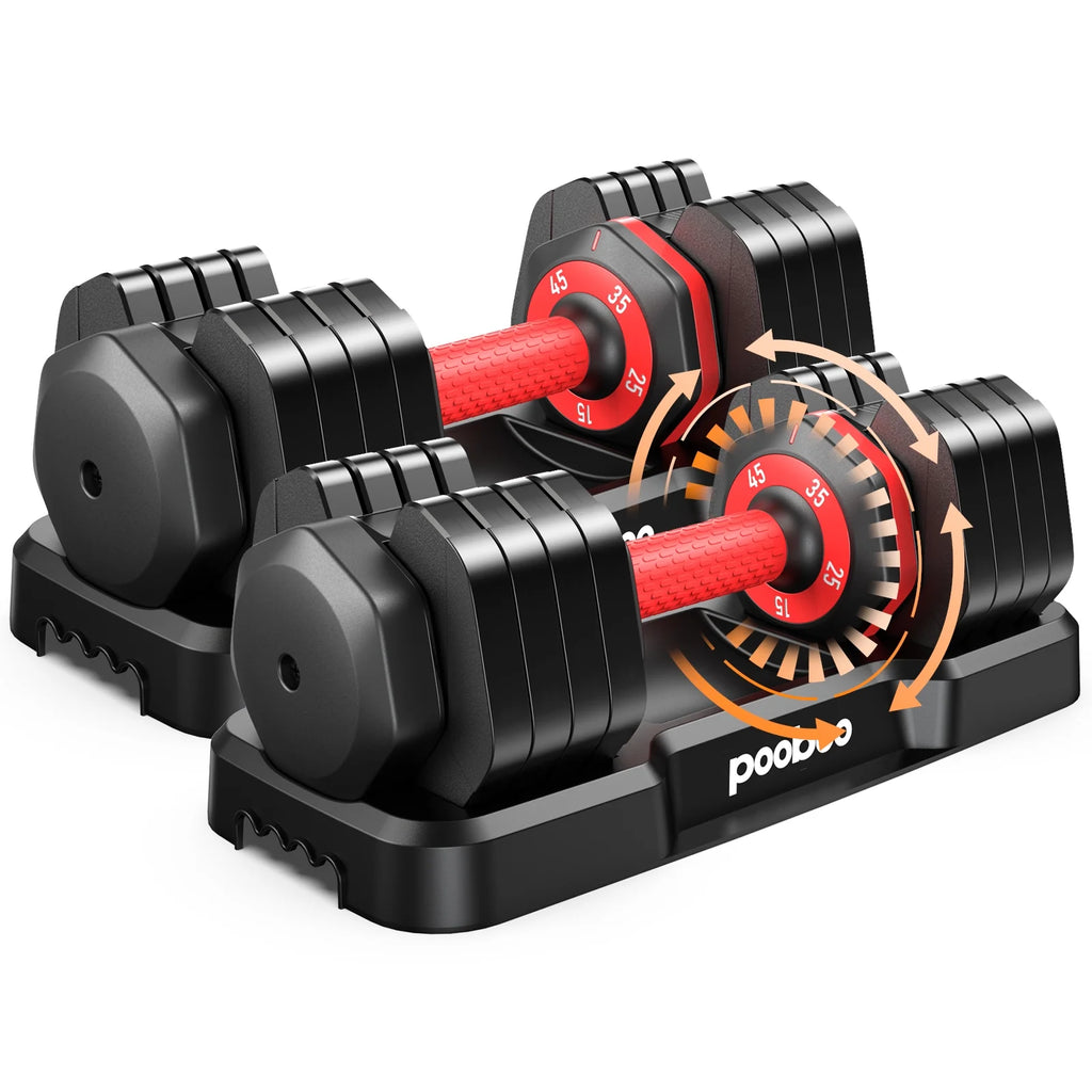 (1 Pair) LNOW 50lbs Quick Select Adjustable Dumbbells for Home Gym 5 in 1 Free Weights 5/10/15/20/25lb/50lb Dumbbell with Anti-Slip Handle, Suitable for Home Gym Exercise Equipment