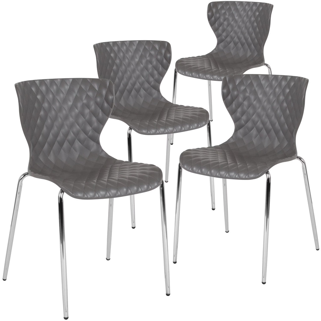 Flash Furniture 4 Pack Lowell Contemporary Design Orange Plastic Stack Chair
