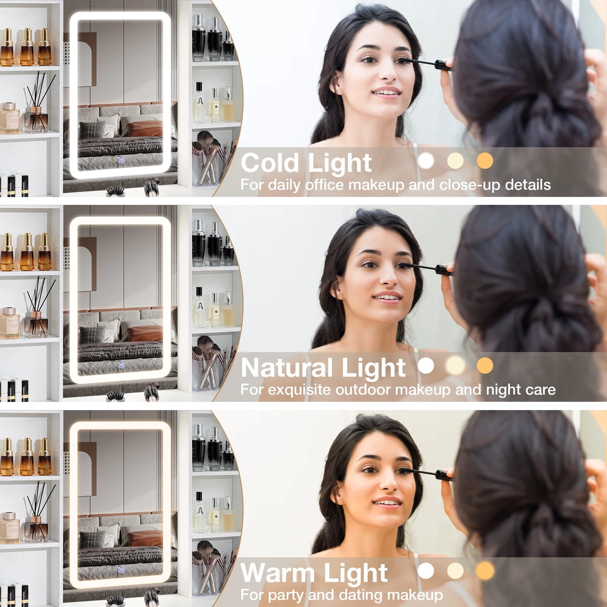 Hommpa Vanity, Makeup Vanity with LED Lighted Mirror Vanity Desk with Drawers Vanity Table with Charging Station for Girls Bedroom Storage Shelves, White