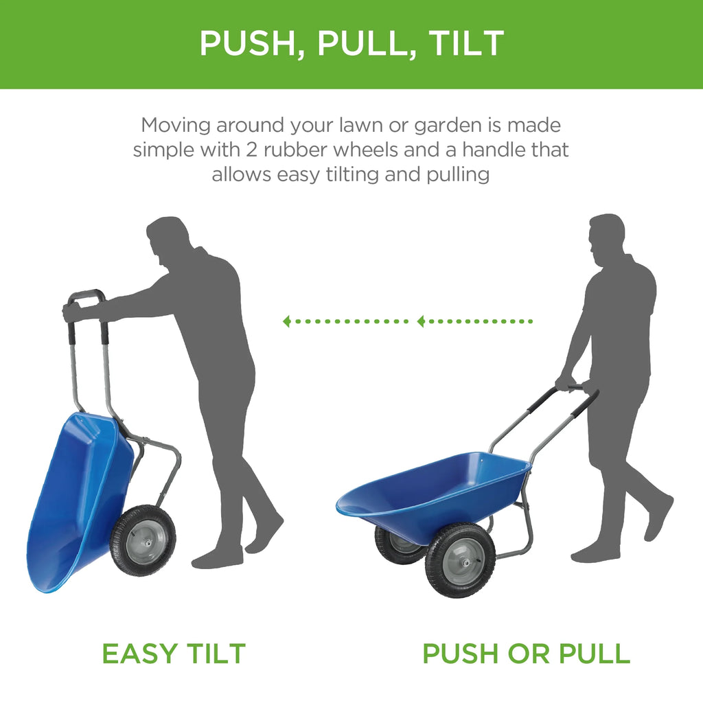 Best Choice Products Dual-Wheel Home Wheelbarrow Yard Garden Cart for Lawn, Construction - Green