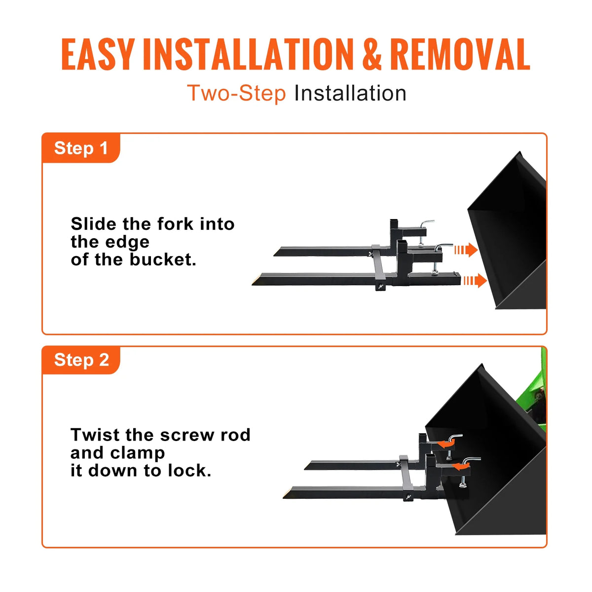BENTISM Pallet Forks, 4000 lbs Clamp on Tractor Bucket Forks, 60" Total Length Heavy Duty Pallet Forks with Adjustable Stabilizer Bar