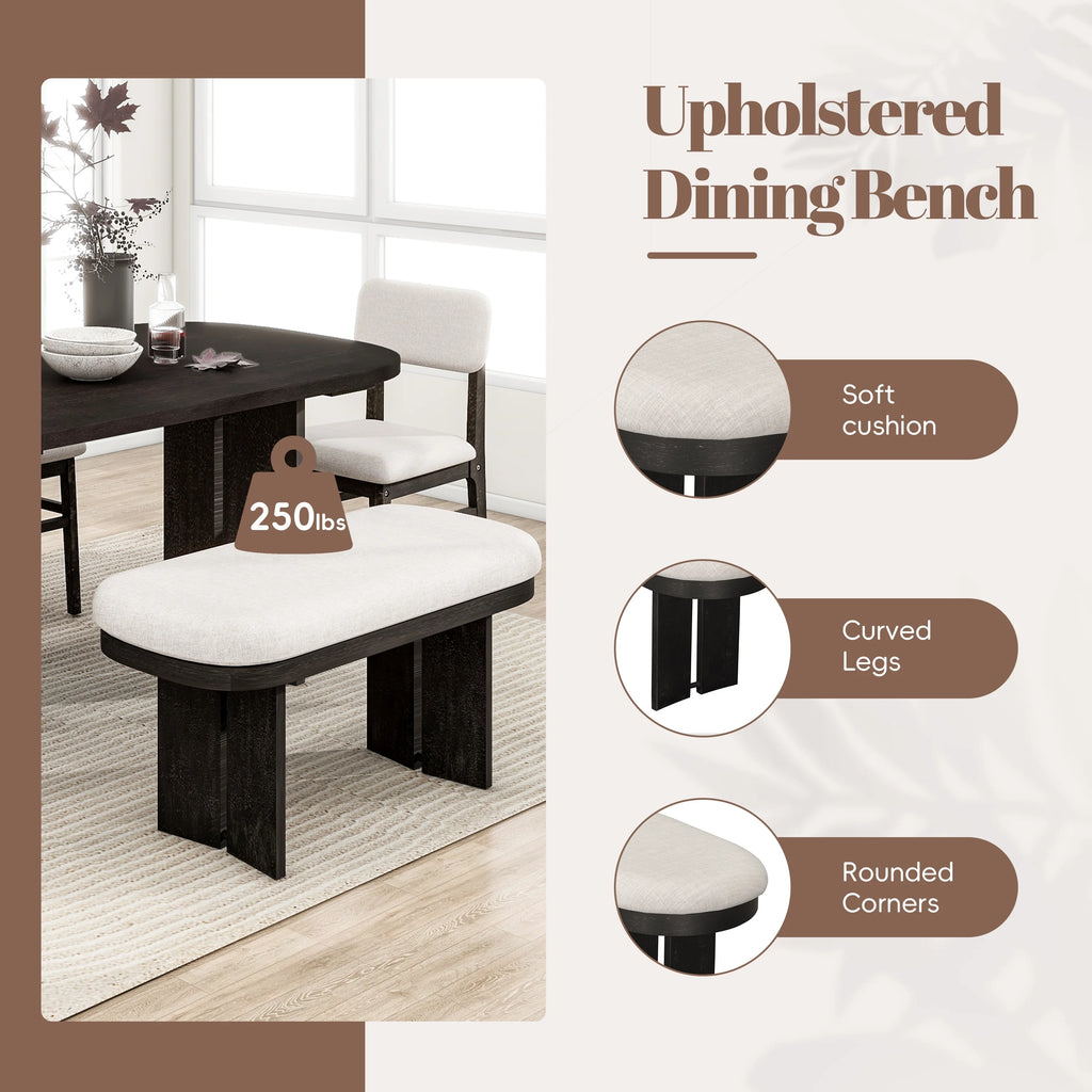 EUROCO 6-Piece Dining Table Set for 6, Rectangular Kitchen Table Set with Wood Frame, 4 Chairs and 1 Bench for Kitchen Dining Room Office,Natural