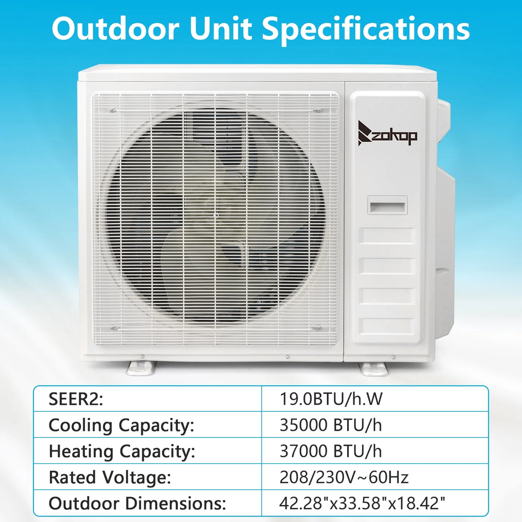 Ktaxon 2 Zone 9000 + 9000 BTU WIFI Mini Split AC/Heating System, 19 SEER2 Dual Zone 18000 BTU Ductless Split Air Conditioner with Pre-Charged Condenser, Heat Pump & 25Ft Installation Kit, 208-230V