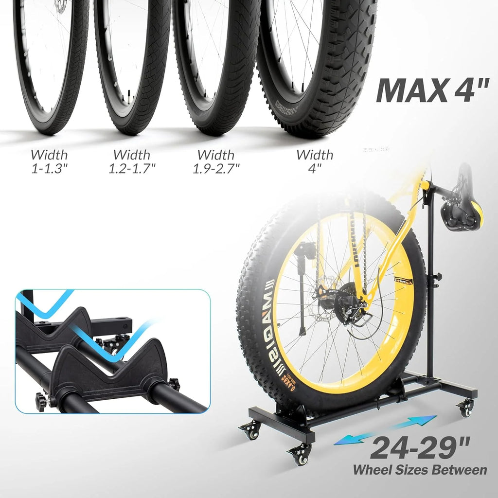 Vertical Bike Stands (2 Pack)��Standing Bike Rack for Garage Floor��Upright Bicycle Floor Stand Indoor Bike Holder with Adjustable Height for Garage & Apartment - for Wheels Sizes up to 29��