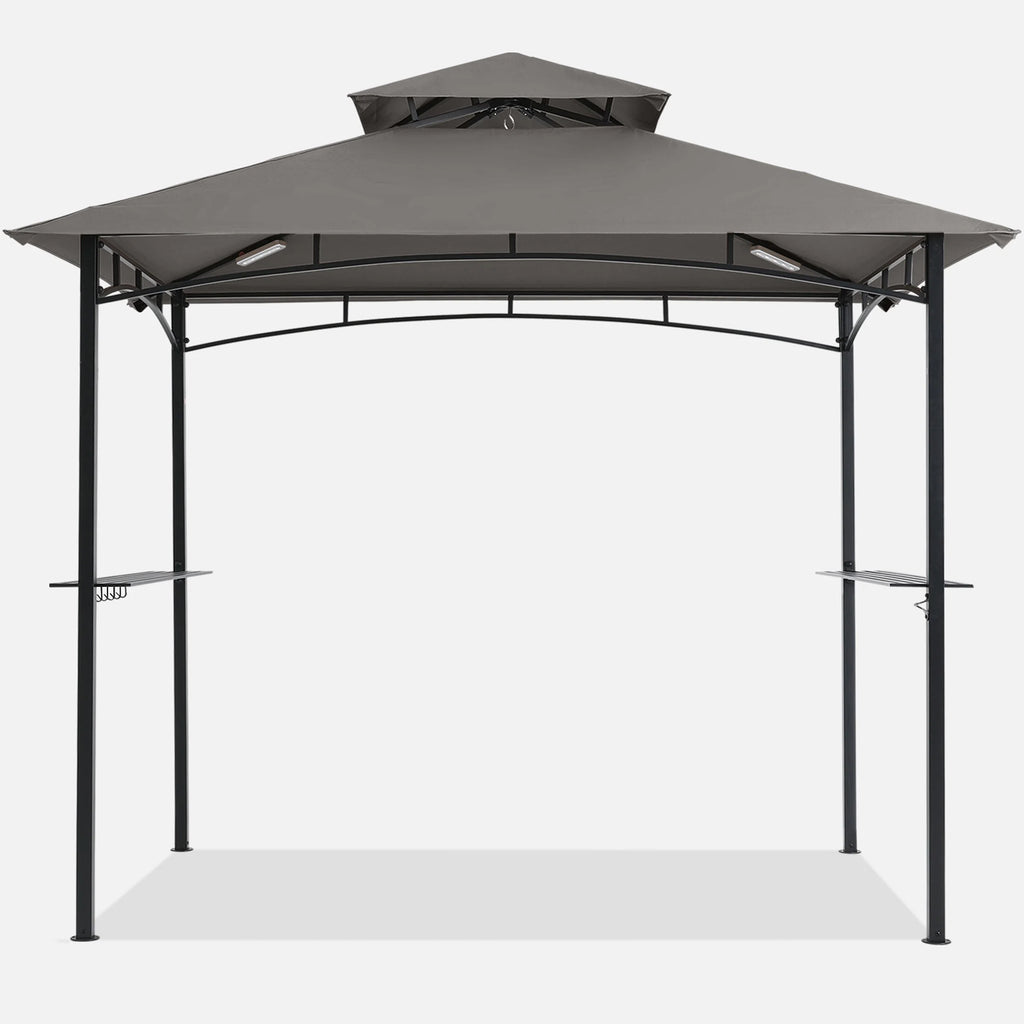 MASTERCANOPY 8' x 5' Grill Gazebo Outdoor BBQ Gazebo Canopy with LED Lights for Patio, Brown