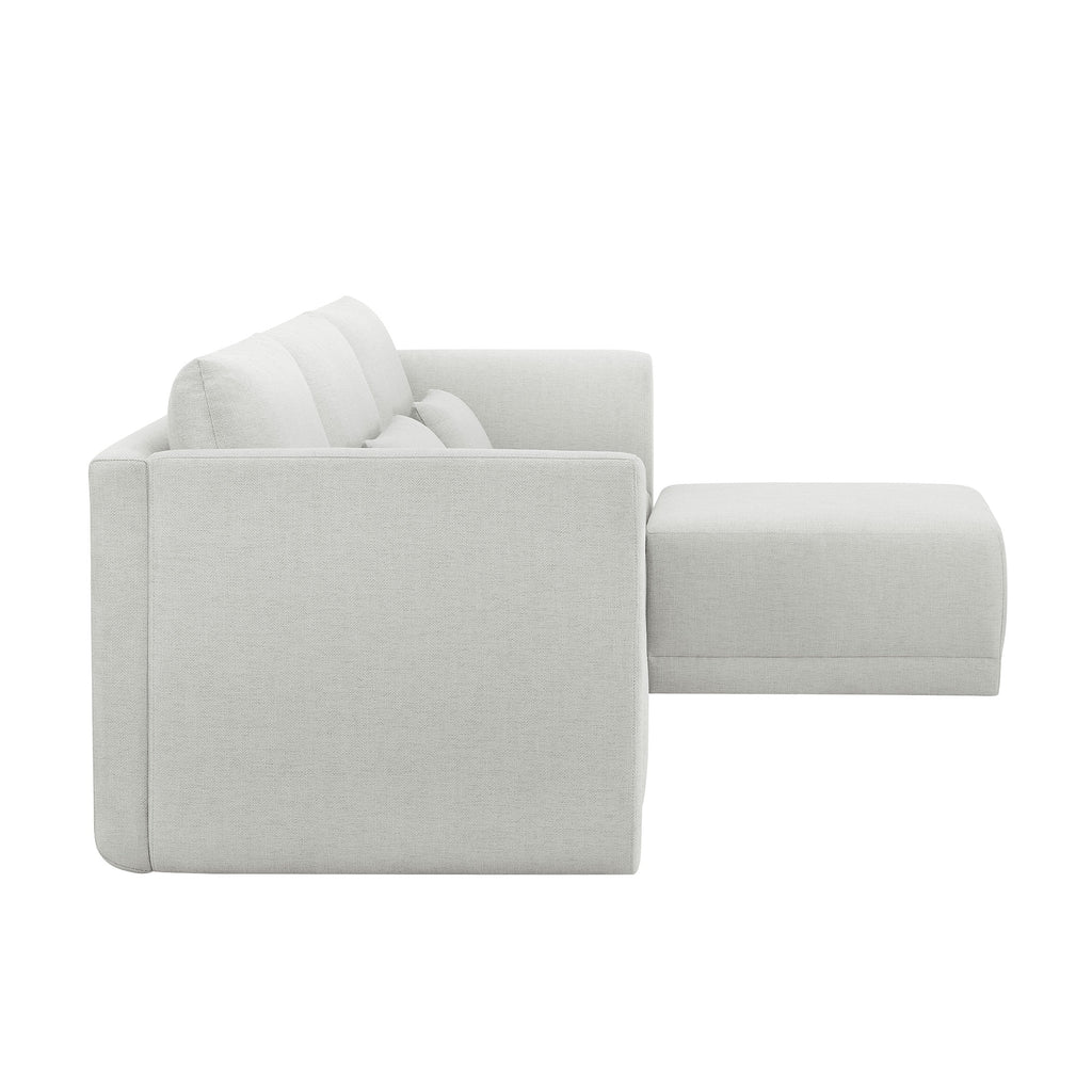 Beautiful Drew Modular Sectional Sofa with Ottoman by Drew Barrymore, Gray Fabric