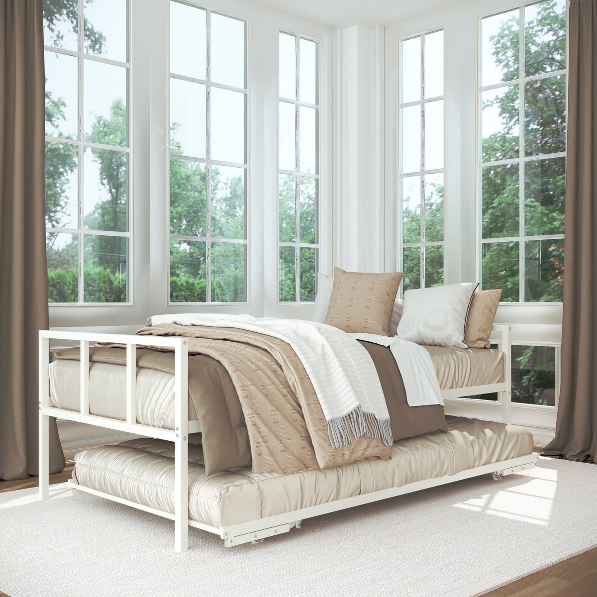 Milliard Twin Daybed and Fold-up Trundle Set, Frame - Mattresses Sold Separately (Black)