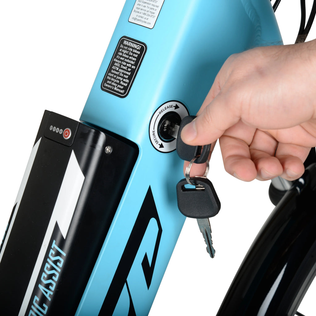 Hyper Bicycles E-Ride 700C 36V Electric Commuter E-Bike for Adults, Pedal-Assist, 250W Motor, Blue