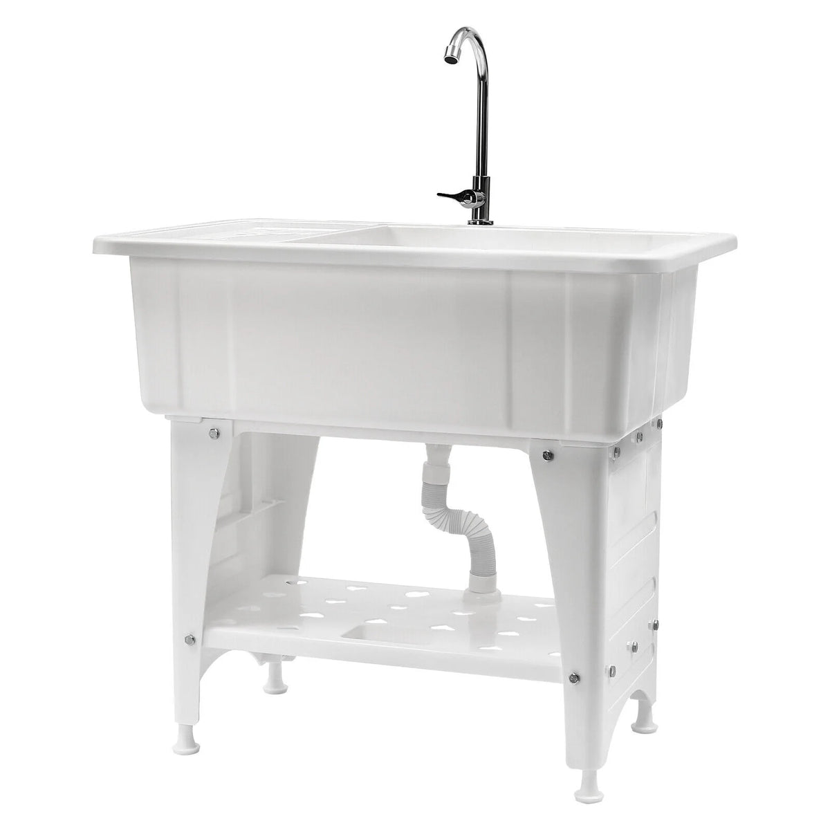 Laundry Sink Freestanding Plastic Indoor and Outdoor Utility Sink with Washboard