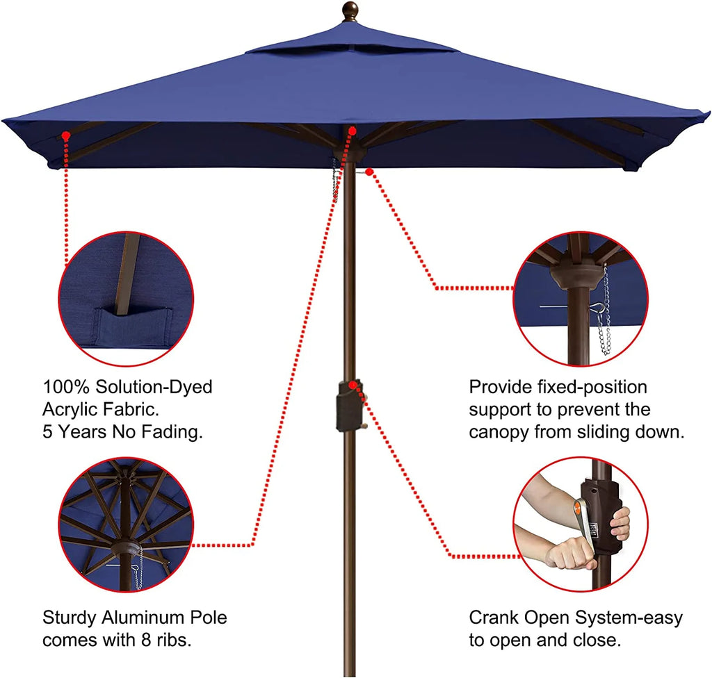 EliteShade Sunumbrella 6x6Ft Square Market Umbrella with Ventilation