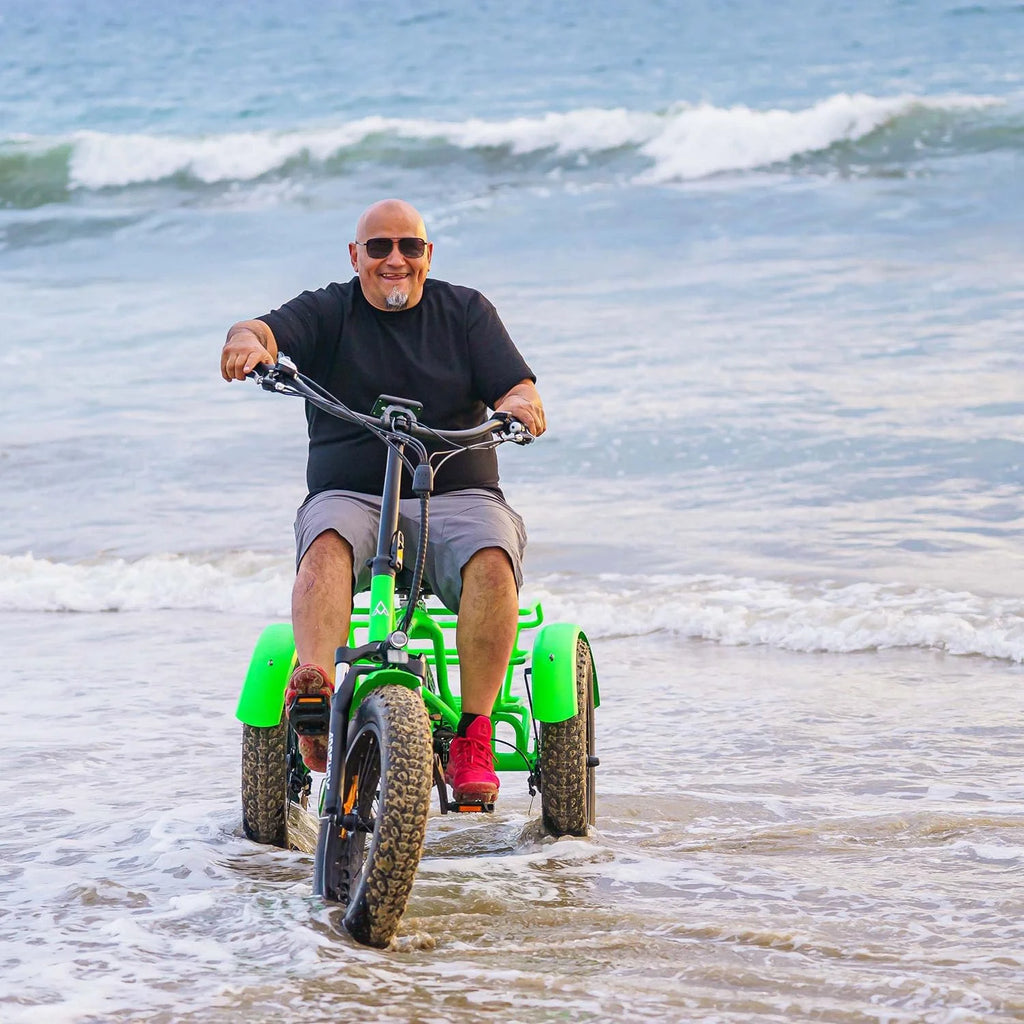 Addmotor M-360II Semi-Recumbent Electric Trike, 85MI, Fat Tire 3 Wheel Electric Bike for Adults, 750W 48V 20Ah Electric Tricycle for Seniors, 20" Electric Trike with Speed Differential, Green