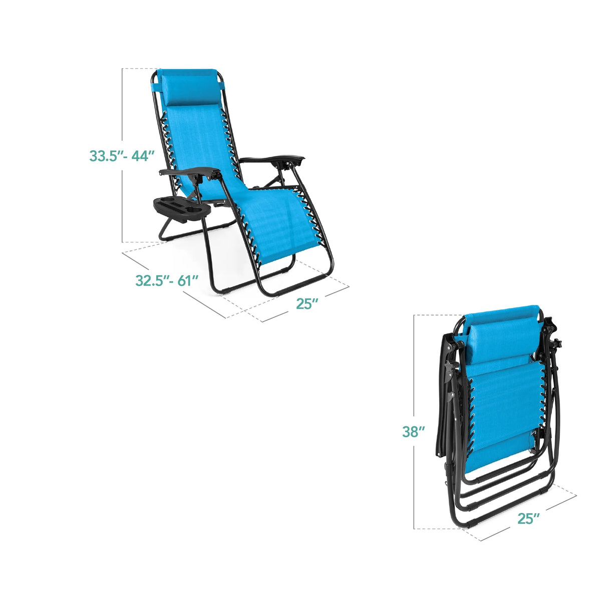 Best Choice Products Set of 2 Zero Gravity Lounge Chair Recliners for Patio, Pool w/ Cup Holder Tray - Gray
