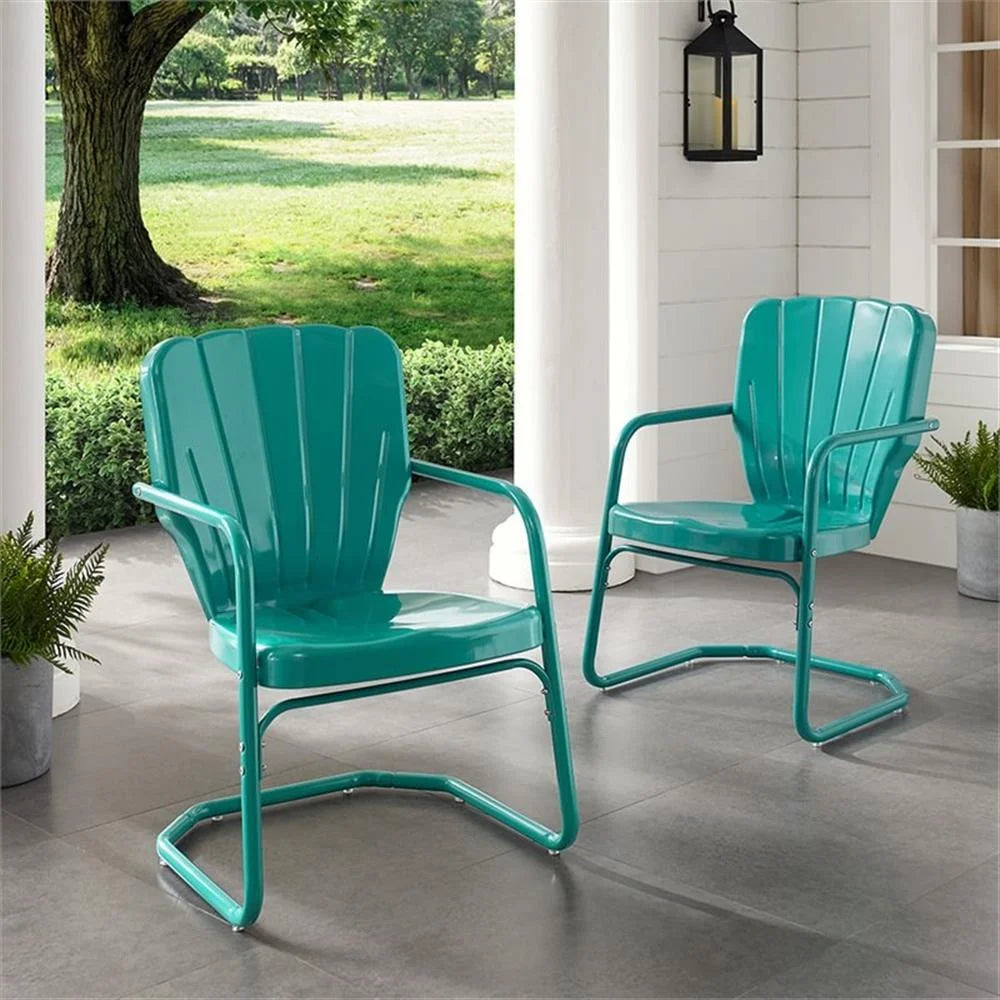 Crosley Ridgeland 2Pc Outdoor Metal Armchair Set - 2 Chairs-Color:Bright Red Gloss
