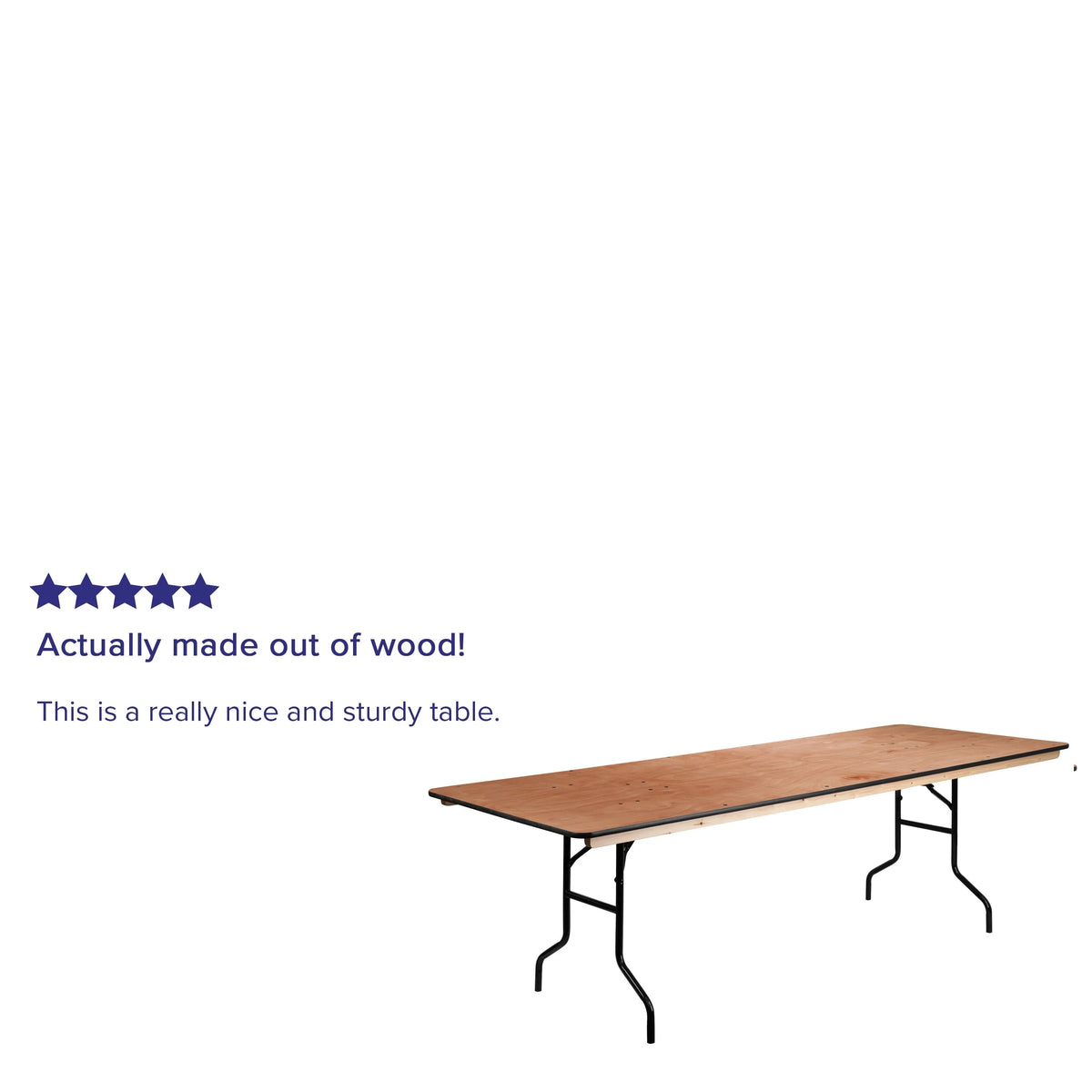 Flash Furniture Fielder 8-Foot Rectangular Wood Folding Banquet Table with Clear Coated Finished Top