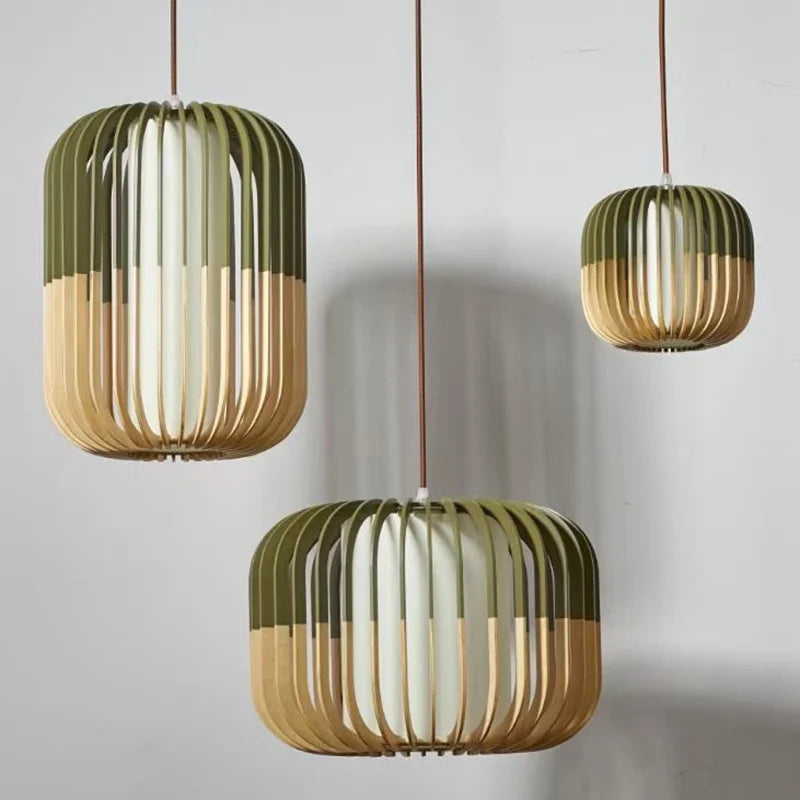 Arturesthome Wood Pendant Lights, Wicker Drum Chandelier Boho Pendant Light Basket Lighting Fixture, Large Natural Woven Hanging Lamp for Kitchen Island Dining Room Entryway