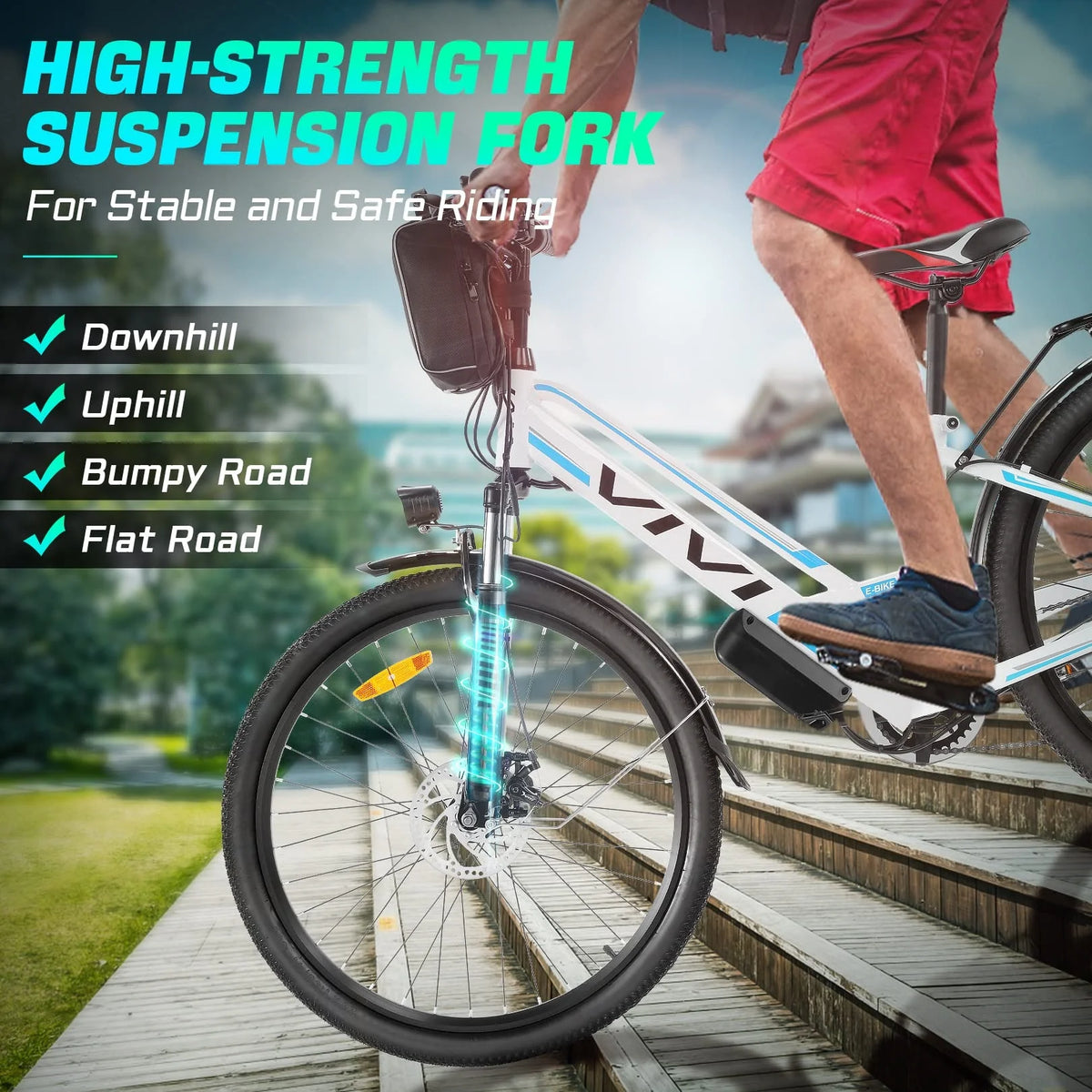 Vivi Electric Bike 26" City Commuter Electric Bike 48V 500W Step-Through Electric Bike 19.8MPH Electric Cruiser Bike Beach Bike with Cruise Control, UL2849 Certified