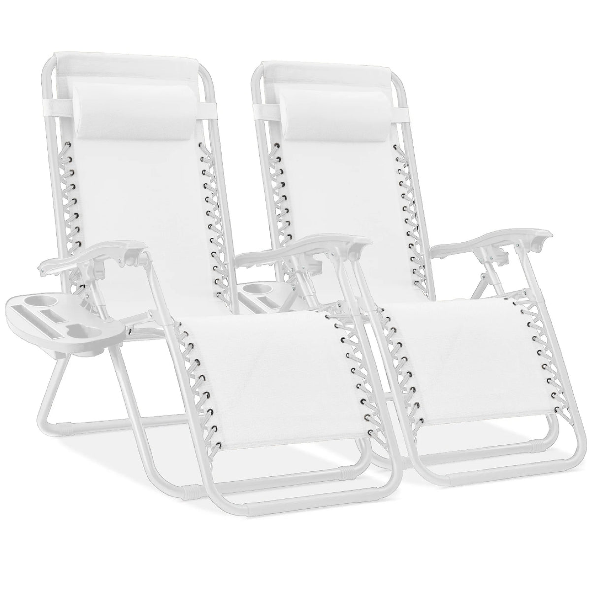 Best Choice Products Set of 2 Zero Gravity Lounge Chair Recliners for Patio, Pool w/ Cup Holder Tray - Gray