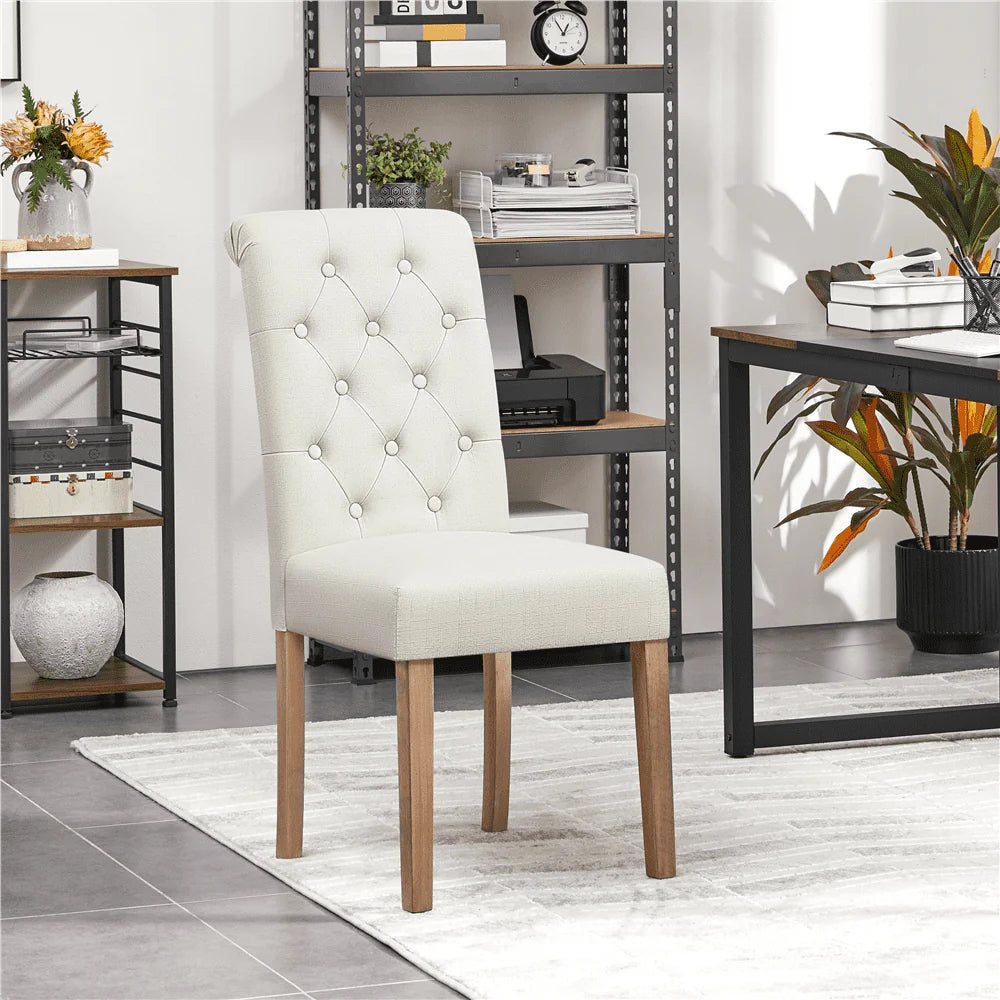Yaheetech 2pcs Classic Fabric Upholstered Dining Chair, Beige