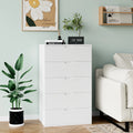 Homfa 5 Drawers Dresser, 23.6"W White Dresser, Modern Chest with Drawer for Bedroom