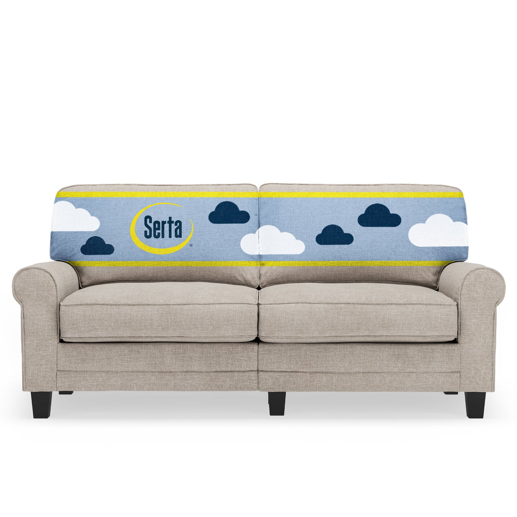 Serta Copenhagen 73" Rolled Arm Sofa with Removable Covers Light Gray