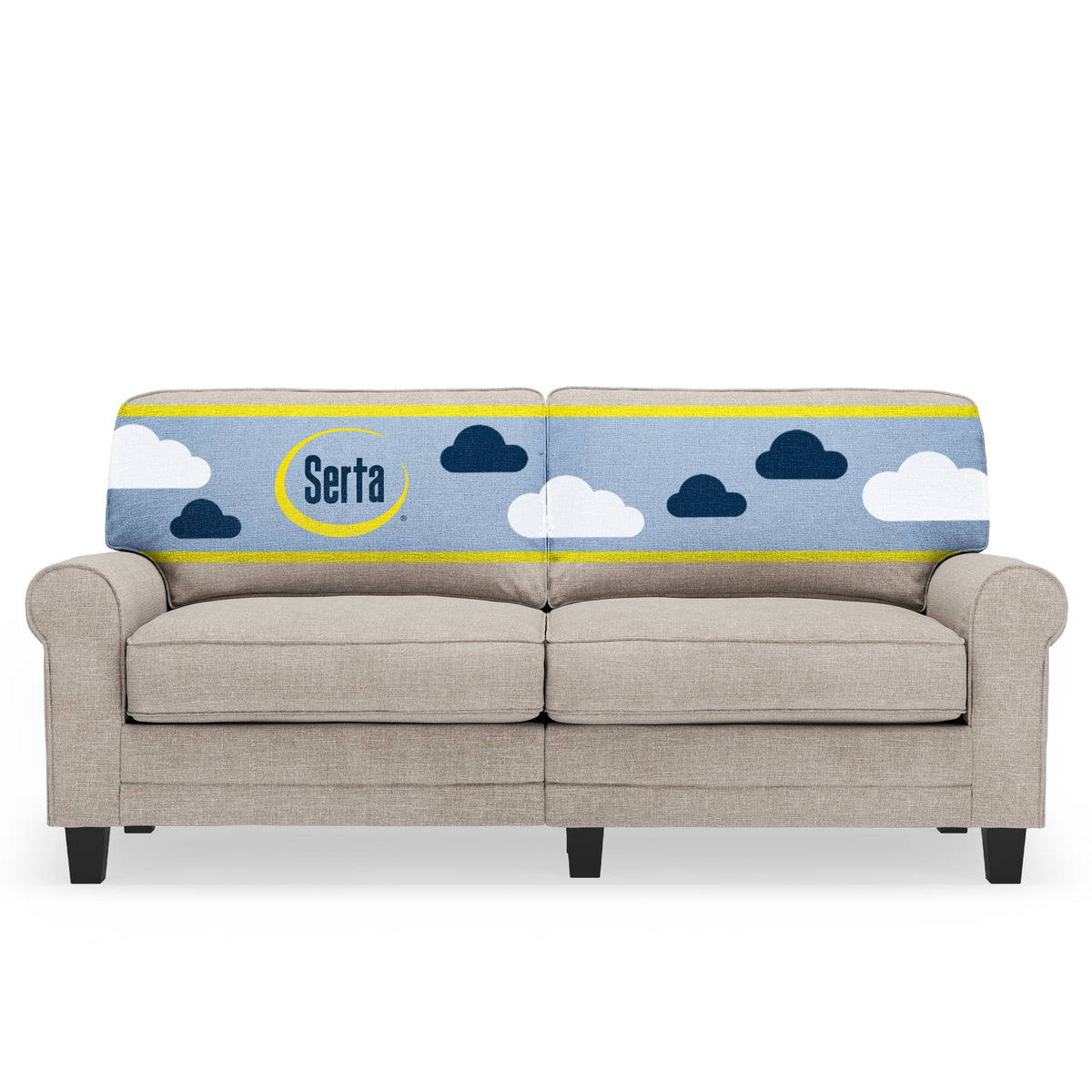 Serta Copenhagen 73" Rolled Arm Sofa with Removable Covers Light Gray