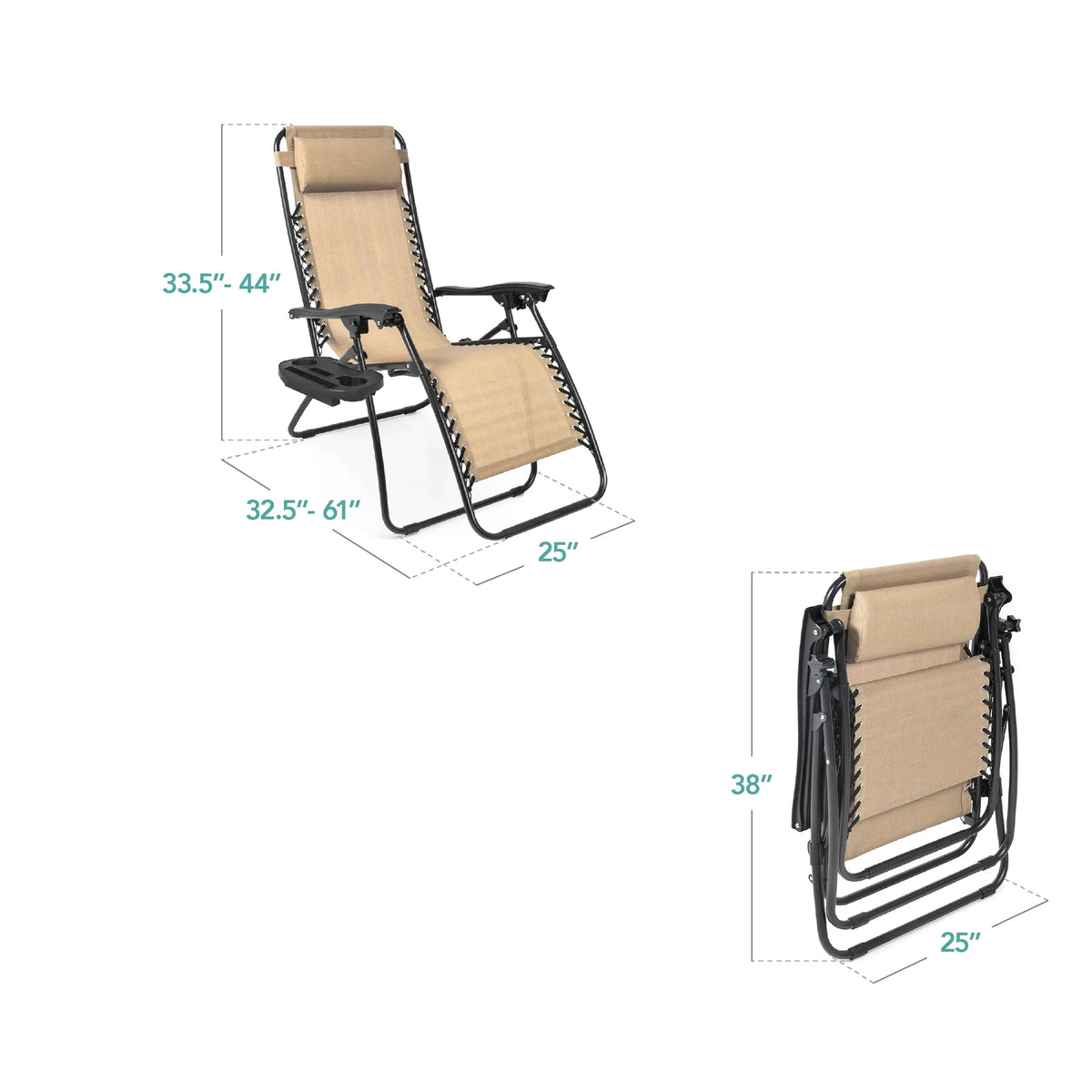 Best Choice Products Set of 2 Zero Gravity Lounge Chair Recliners for Patio, Pool w/ Cup Holder Tray - Gray