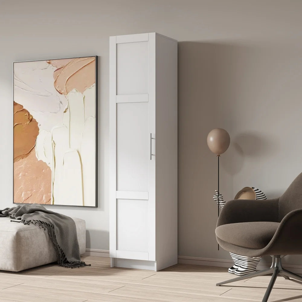 Stackable Wall Cabinet,Solid Wood Storage Cabinet with Adjustable Shelves and Doors,Console Table Side Table for Hallway,Sideboard Buffet Cupboard for Kitchen, 15.75" D x 15.75" W x 70.87" H, White