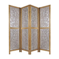 Sg-285A Princessa 4 Panel Screen Room Divider With Sandy Brown Finish