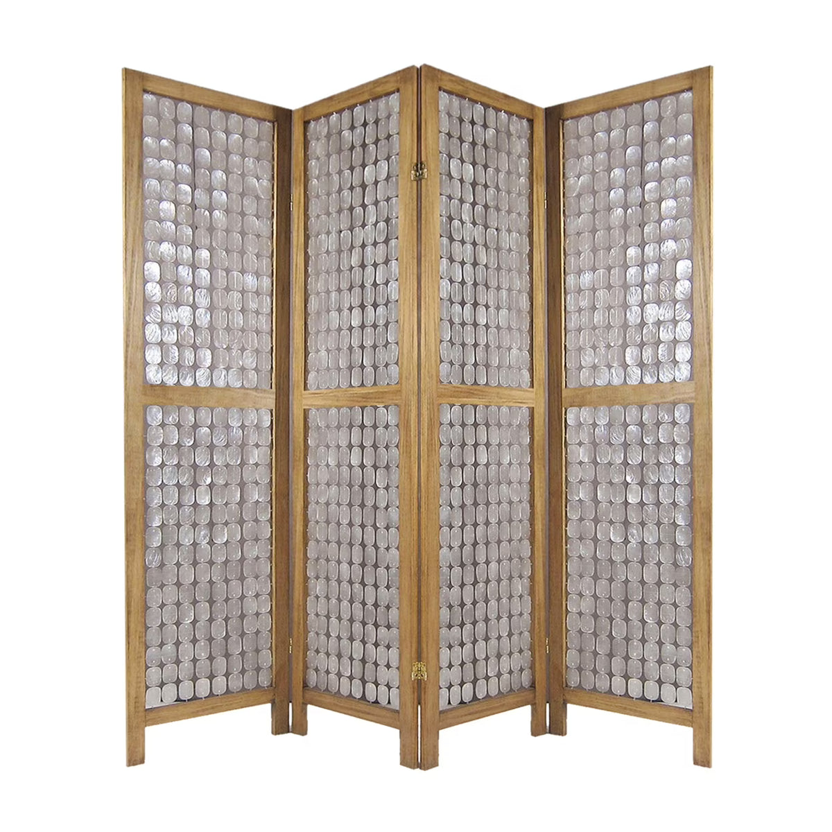 Sg-285A Princessa 4 Panel Screen Room Divider With Sandy Brown Finish