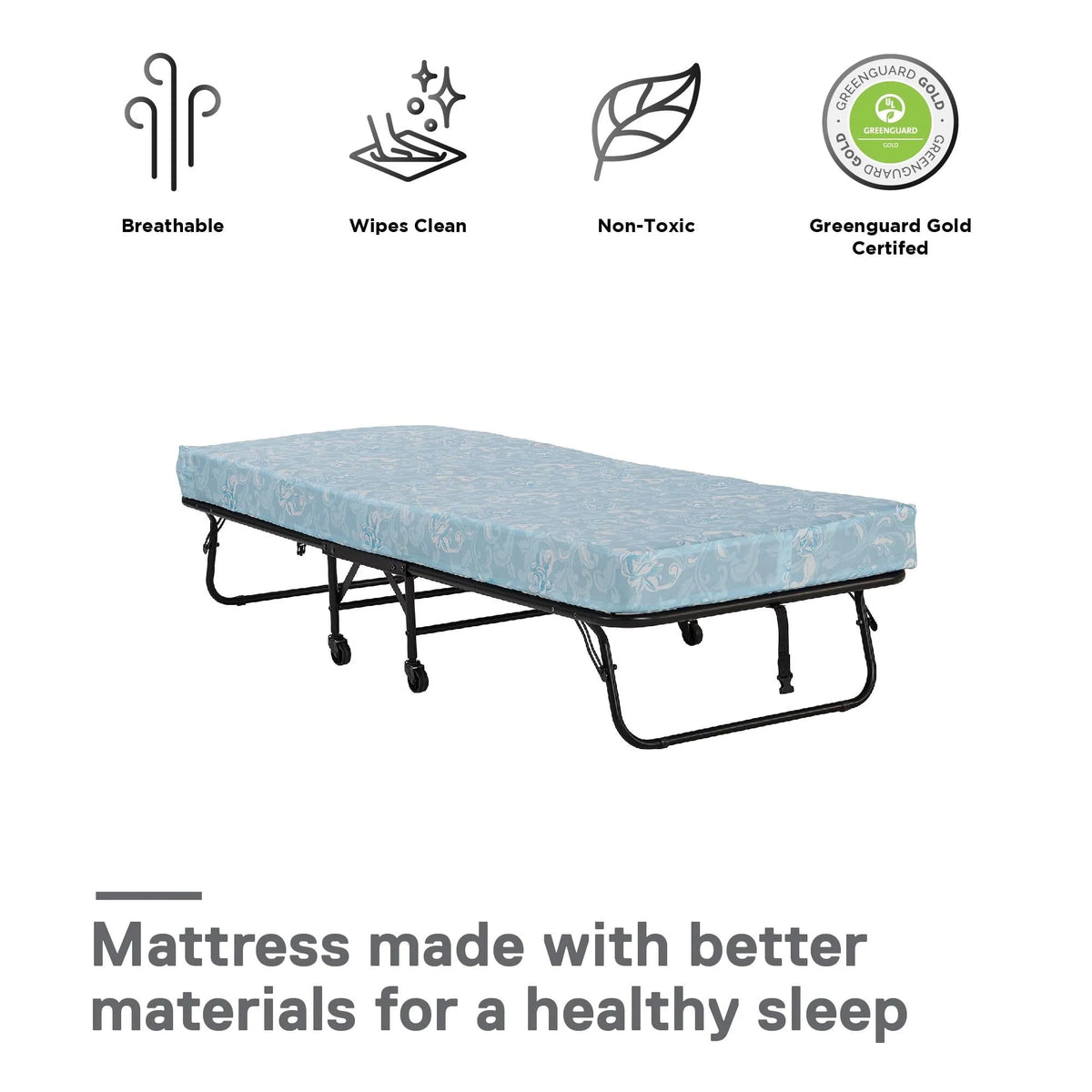 DHP Folding Rollaway Guest Bed with 5 Inch Mattress, Twin